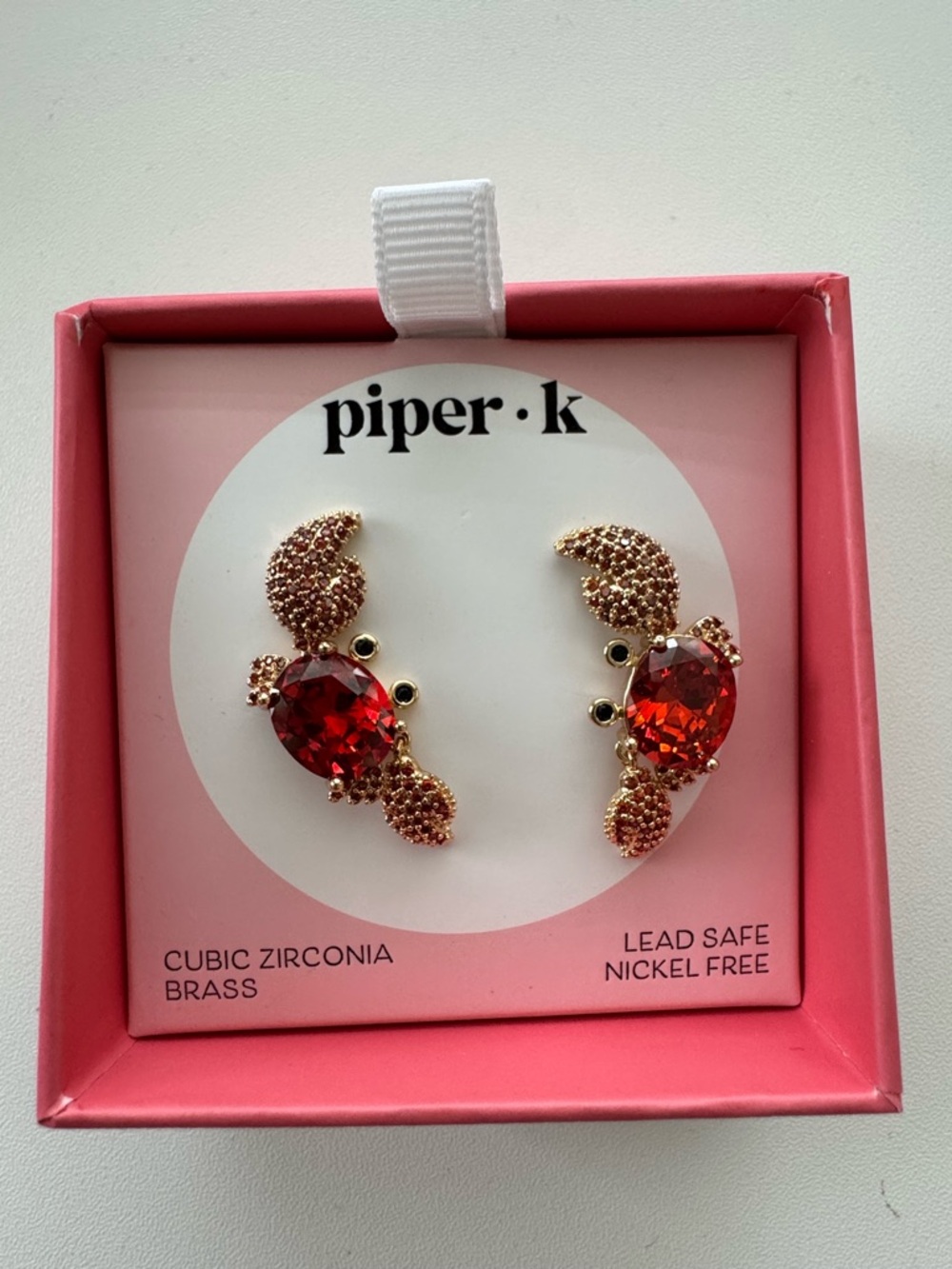 Piper K Gold Cubic Zirconia Crab Drop Earrings